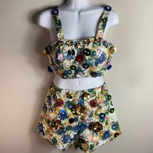 Two Piece matching floral set ( multicolor).
